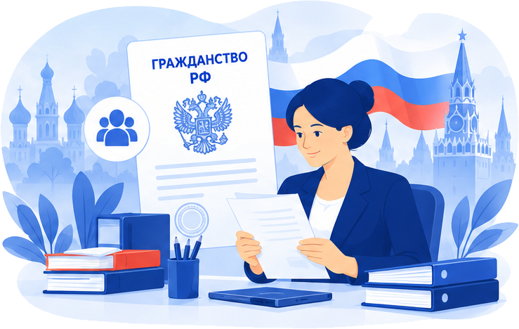 Девушка с документами оформляет гражданство РФ